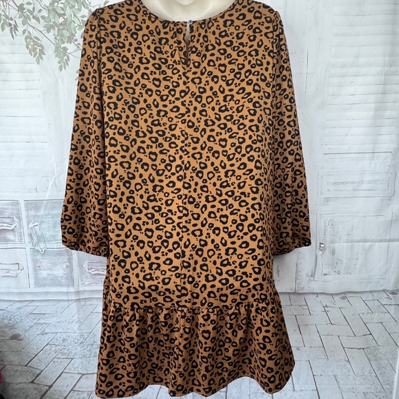 Ava & Viv Womens Brown Animal Print Tunic Tiered Casual Dress Plus Sz. 3X NEW - Picture 12 of 13